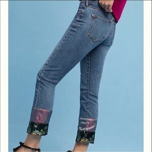 Anthropologie Pilcro and the Letterpress Slim Boyfriend Jeans Kimono Cuff 28